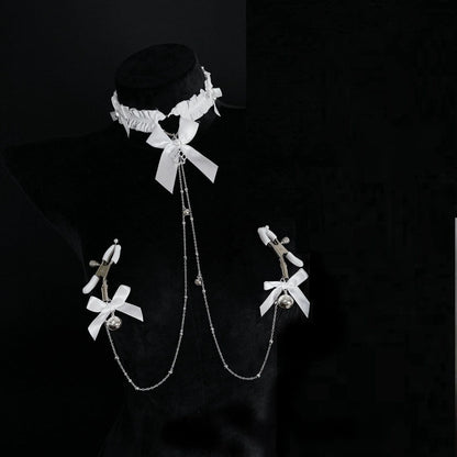 Bow Choker Nipple Clamps Body Chain Set