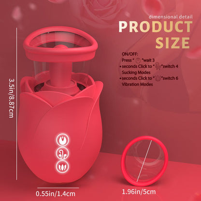 Vortex - Purple Rose Sucking Licking Vibrator With Detachable Cup