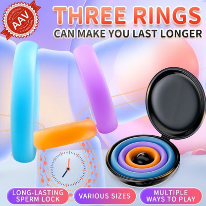 【Free Gift】3 Size Stretchy Silicone Delay Training Rings
