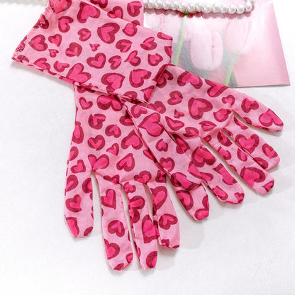 Pink Cyber Heart Lingerie Set with Gloves & Chains (4-Piece)