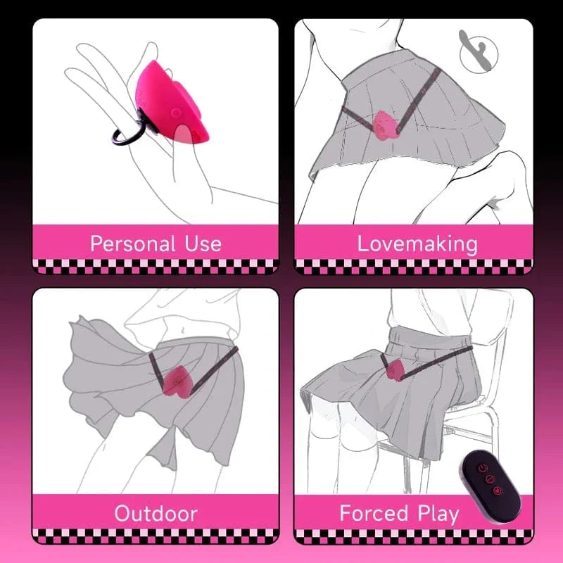Lockink Pink Love-shaped Wearable Clitoral Suction Vibrator With Remote Control