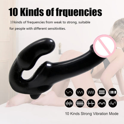 9.65‘’ 10 Frequency Vibrating Remote Control Double Ended Wearable Dildo