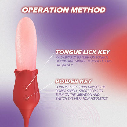 Lurevibe - Mia 2-in-1 Upgraded Tongue-licking Rose Toy With Licking Bullet Vibrator