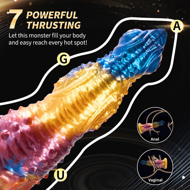 7‘’ Colorful Golden Phoenix Electric Telescopic Vibrating Dildo With Remote Control