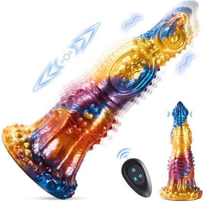 7‘’ Colorful Golden Phoenix Electric Telescopic Vibrating Dildo With Remote Control