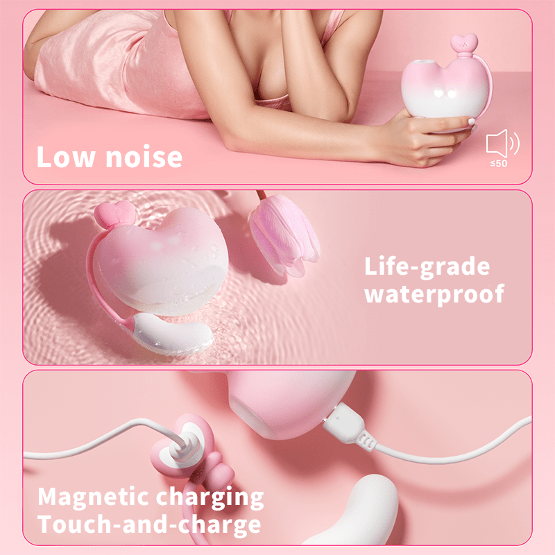 Peach Split Clitoral Sucker & G Spot Vibrating Egg