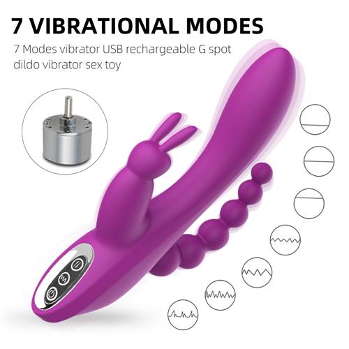 Lurevibe - Clitoris Stimulation Vibrator 3-in-1 G-Spot Rabbit Anal Dildo Vibrator