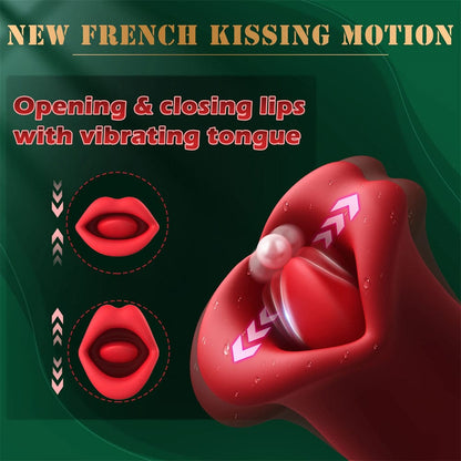 Lurevibe - Rose Muncher Vibrator With Stick 10 Vibration Modes And 10 French Kissing Modes