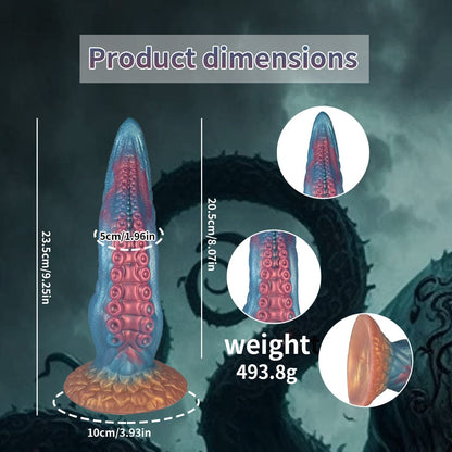 6.69‘’ Ocean Blue Octopus Tentacle Silicone Anal Dilator Fantasy Dildo