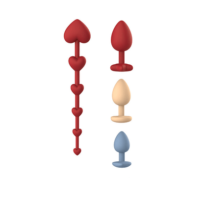 UPKO Heart-Shaped Anal Beads & Bullet Butt Plug Set