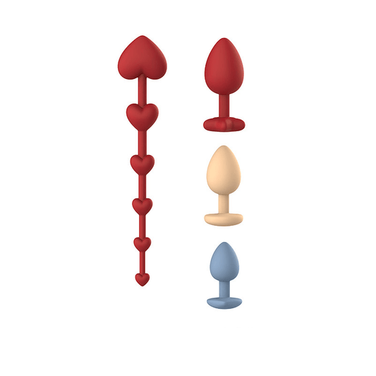 UPKO Heart-Shaped Anal Beads & Bullet Butt Plug Set