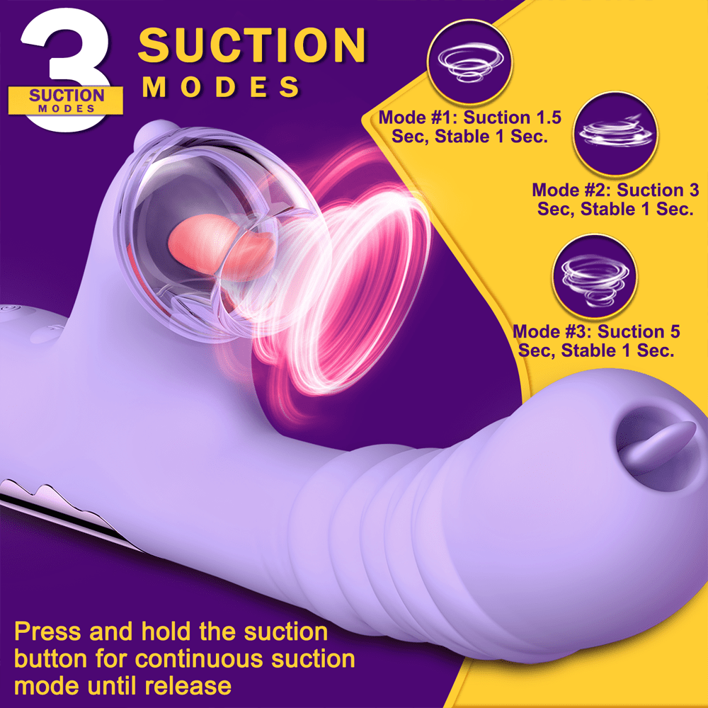 Lurevibe - Small Dinosaur Vibrator Telescopic Tongue Sucking Clit Stimulation Vibrator