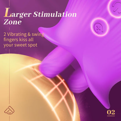 Lurevibe - Rose Romeo - 3in1 Rose Sex Toy with 2 Suction Cups Adult Toys Female Clitoral Nipple Vibrators with 10 Licking Sucking Vibrating